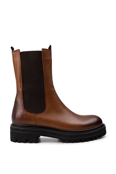 Deery Genuine Leather Tan Color Chelsea Women's Boots