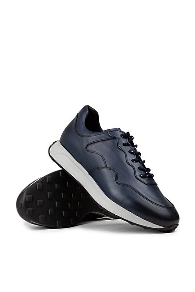 Deery Navy Blue Genuine Leather Men's Sneakers