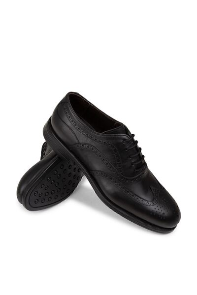 Deery Μαύρα ανδρικά κλασικά παπούτσια από γνήσιο δέρμα