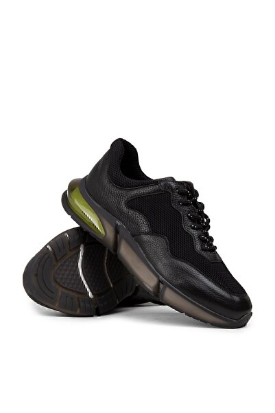 Deery Ανδρικά αθλητικά παπούτσια από γνήσιο δέρμα μαύρα