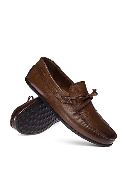 Deery Мъжки мокасини от кафява кожа от естествена кожа