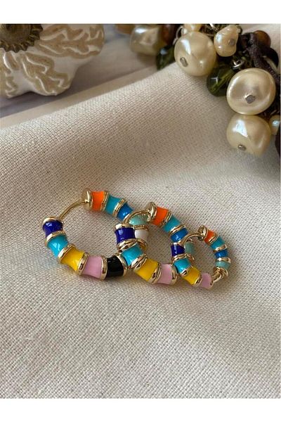 Çelik Set of 3 Colorful Steel Earrings