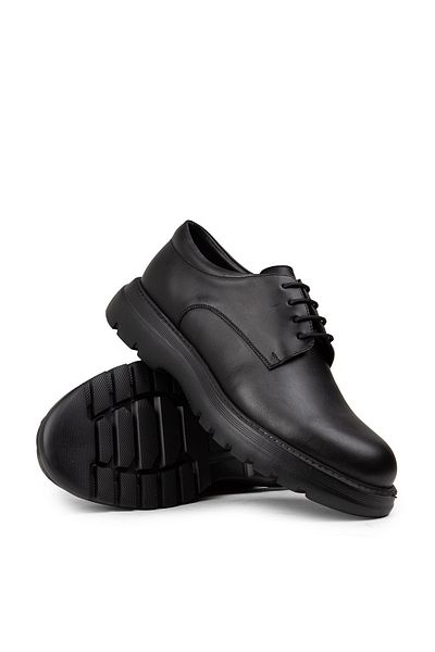 Deery Men's Genuine Leather Black Casual Shoes
