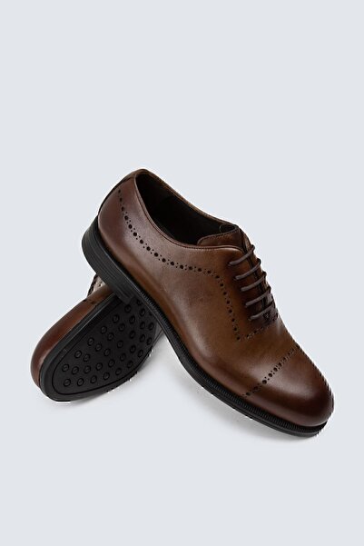 Deery Ανδρικά κλασικά παπούτσια από γνήσιο δέρμα καφέ