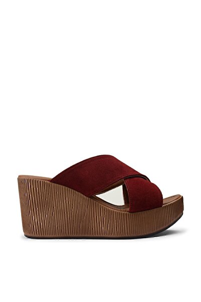 Deery Genuine Suede Burgundy Women's Slippers