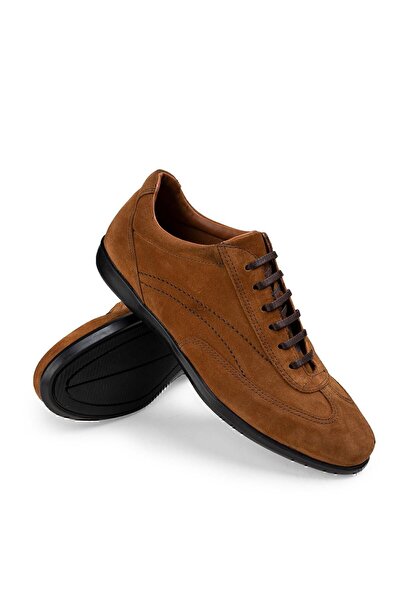 Deery Ανδρικά παπούτσια casual από γνήσιο δέρμα κανέλας