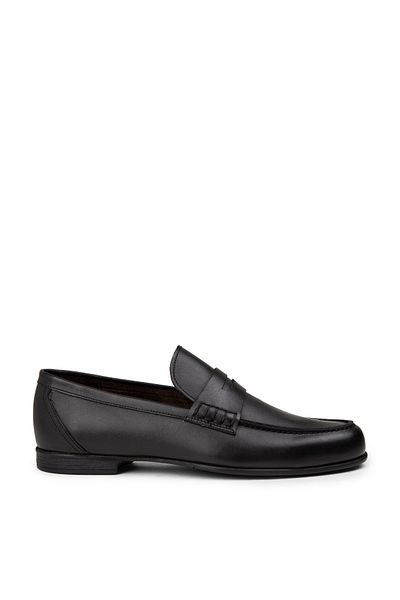 Deery Men's Genuine Leather Black Loafers