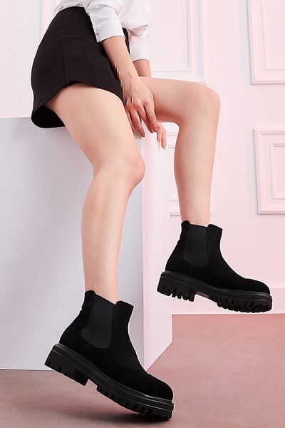 Deery Genuine Suede Black Chelsea Women's Boots