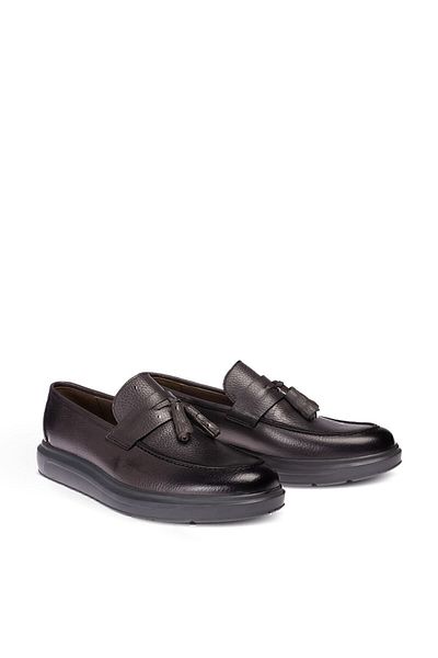 Deery Ανδρικό γκρι γνήσιο δέρμα με φούντες Comfort Loafer