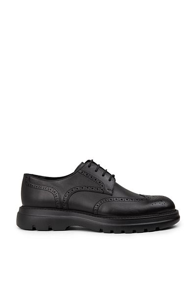 Deery Men's Genuine Leather Black Casual Shoes