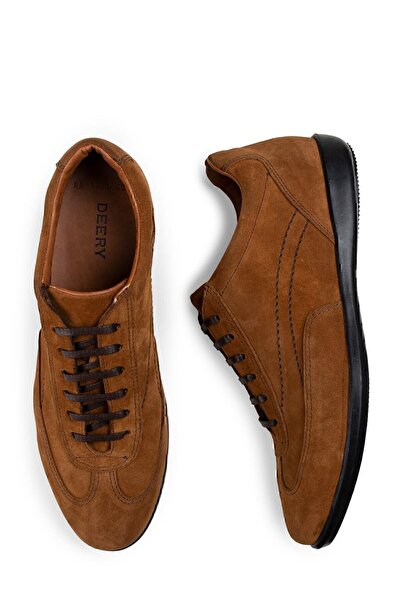 Deery Ανδρικά παπούτσια casual από γνήσιο δέρμα κανέλας