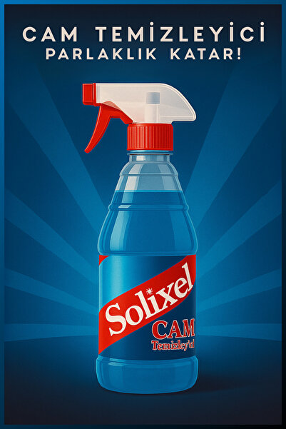 SOLİXEL Cam Temizleyici 1 Litre, Işıltılı Parlaklık Ve Lekesiz Temizlik