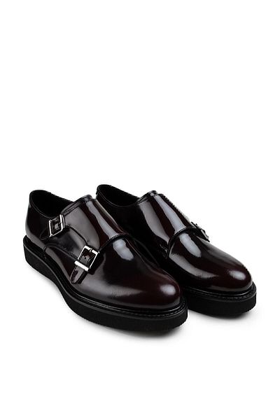Deery Pantofi de damă din piele naturală roșu Claret Daily cu cataramă dublă