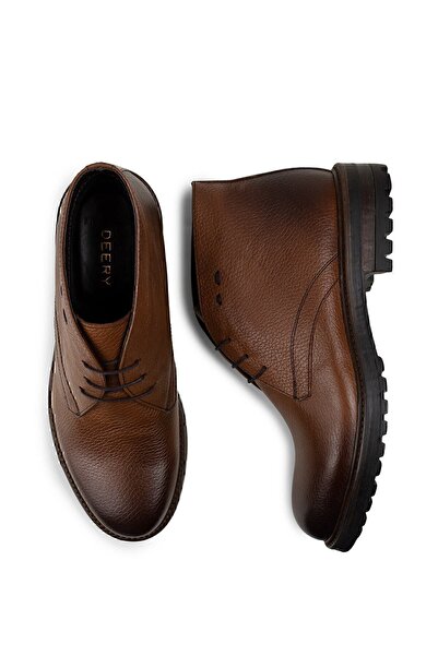 Deery Ανδρικές μπότες από γνήσιο δέρμα Tan Color