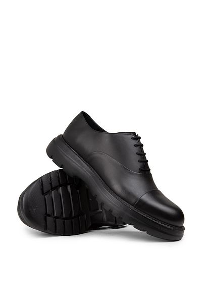 Deery Men's Genuine Leather Black Casual Shoes