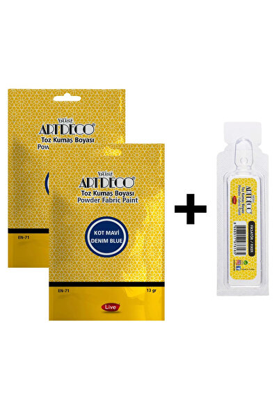 Artdeco Toz Kumaş Boyası Kot Mavi 2 Paket + Fiksatör Sabitleyici 1 Paket