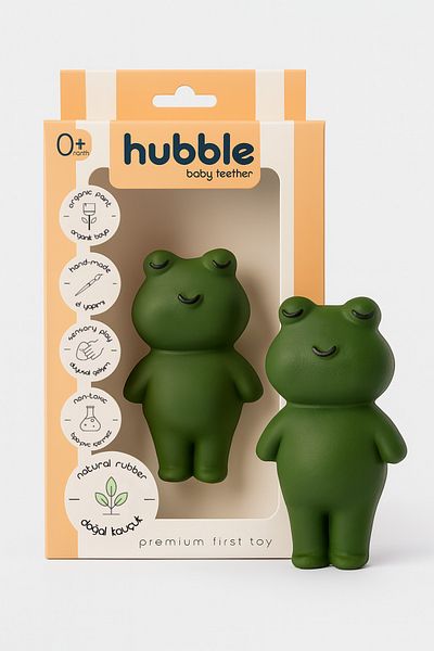 Hubble Baby Teether and Toy - Frog Shaped Teether (100% Natural Rubber)