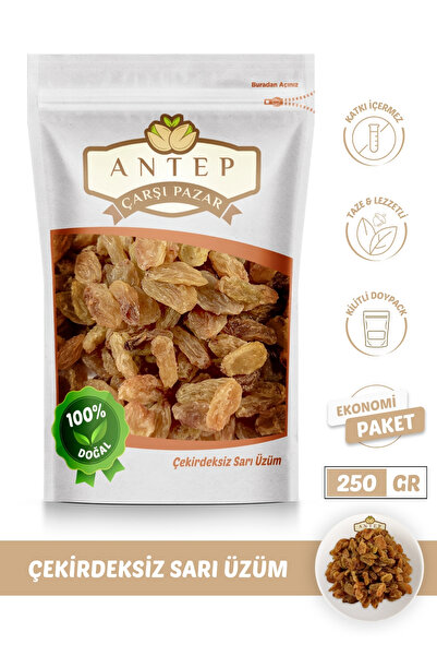 Antep Çarşı Pazar Üzüm Kurusu Sarı Çekirdeksiz Izmir | 250 Gr.