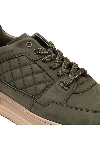 Greyder Men's Khaki Genuine Leather Sneakers 3k1sa17002