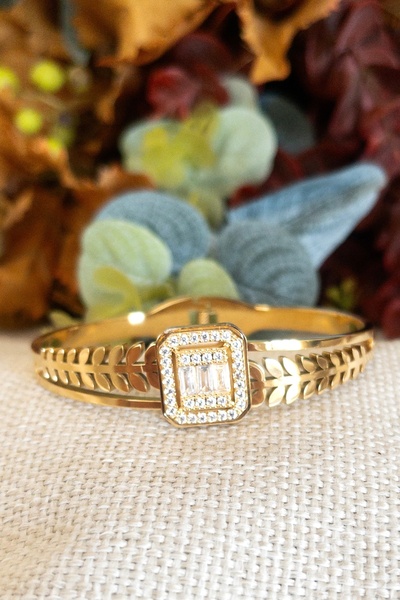 Tasarım Trend Gold Kelepçe Bileklik Paslanmaz Çelik