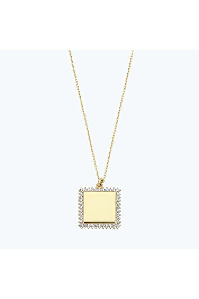 Altınbaş Altın İsimli Taşlı Plaka Kolye