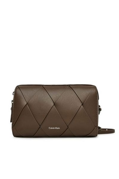 Calvin Klein Brown Woven Camera Crossover Bag
