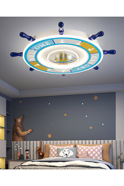 Apliqa Loui Ledli Gemi Dümeni Desenli Plafonyer Çocuk Odası Avize