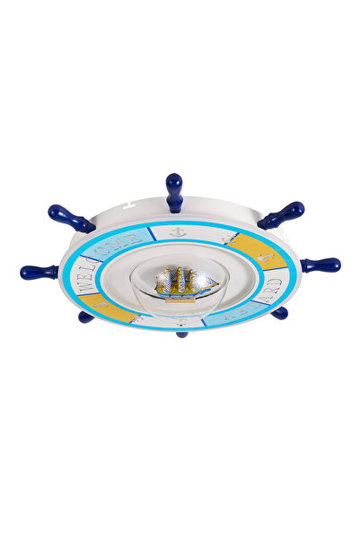Apliqa Loui Ledli Gemi Dümeni Desenli Plafonyer Çocuk Odası Avize