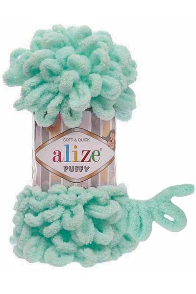 Alize Puffy Hand Knitting Yarn 1PC (Color Light Turquoise No. 19)