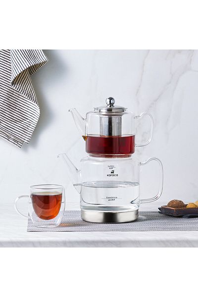 Karaca Dora Glas-teekanne Xl, 1000 ml Teekanne, 2000 ml Wasserkanne, Geeignet Für Gas- Und Elektroko