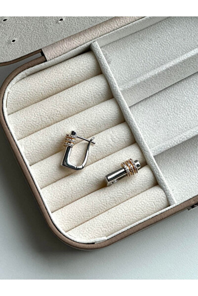 Serenity Atelier Yeni Sezon Silver Üzeri Gold Zirkon Taşlı Luna Küpe (2cm)