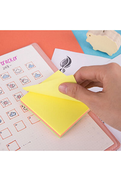 Deli ملاحظات لاصقة فائقة السطوع من النيون متعددة الألوان 3 × 3 بوصة