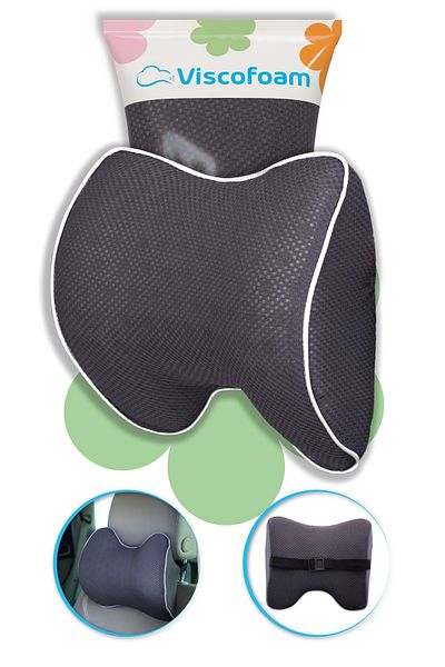 Viscofoam Car Orthopedic Neck Pillow Auto Neck Pillow Visco Vehicle Neck Pillow - Black
