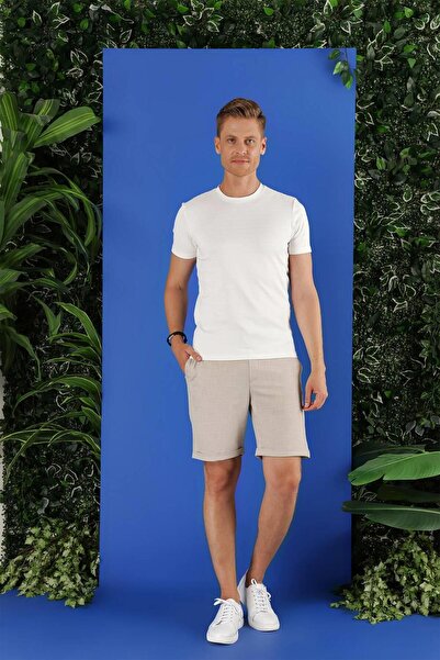Efor Erkek 033 Slim Fit Bej Bermuda