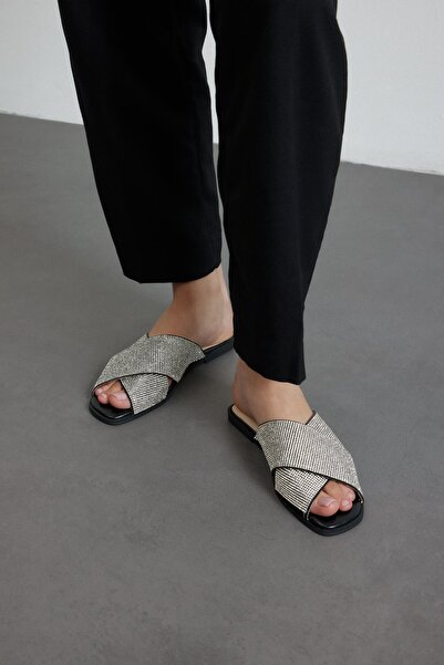 Seniorah Γυναικείες παντόφλες Cleopatra Black Stone Metallic