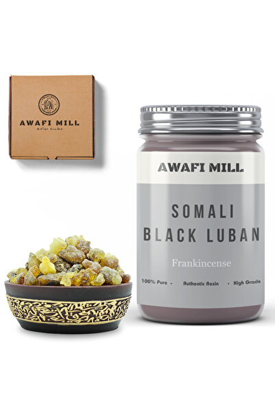 AWAFI MILL اللبان الأسود الصومالي - راتنج اللبان الطبيعي للبخور - زجاجة 100 ج...