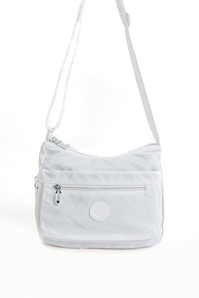 Sanmorris Women's Multi-Eye Waterproof Parachute Fabric Adjustable Cross Strap White Shoulder Bag