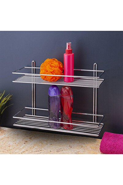 Evistro Banyo Köşe Rafı Paslanmaz 2 Katlı