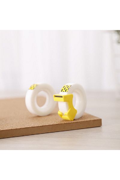 Deli Stationery Invisible Tape with Dispenser Clear and Yellow 12mm x 18.3m