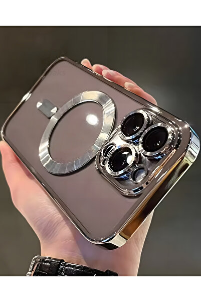 Fibaks İphone 13 Pro Uyumlu Kılıf Kamera Lens Korumalı Magsafe Şarj Kilifi Şeffaf Renkli Yumuşak Kapak