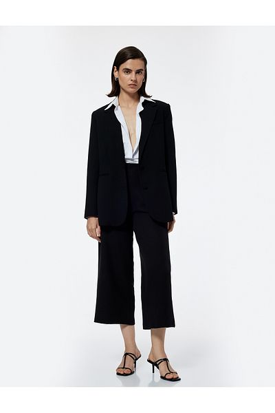Koton High Waist Culotte Fit Short Wide Leg Fabric Pants