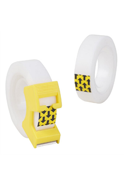 Deli Stationery Invisible Tape with Dispenser Clear and Yellow 12mm x 18.3m