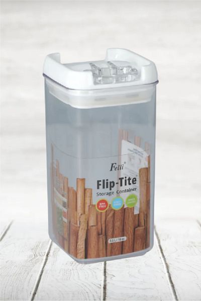 Fe Flip Tite Square Storage Container Clear and White 0.5 Liter