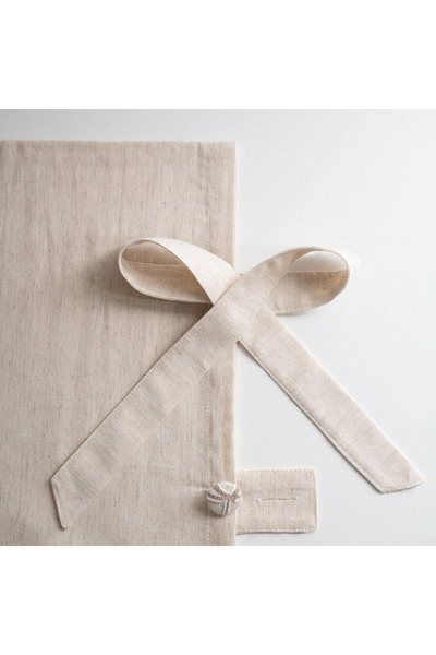 Ecocotton Libera Double Duvet Cover Set 100% Organic Cotton Linen Süzene Embroidered Cream-Beige 200x220 Cm