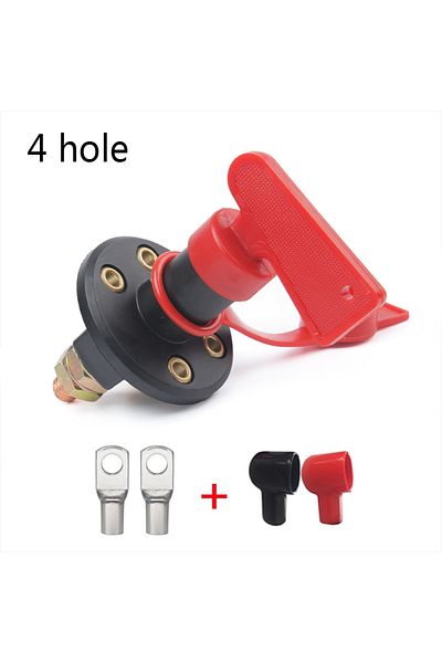 mrhello 4 Hole M10 300a 12v 24v Red 2key Cut Off Battery Main Kill Switch Vehicle Car Modify Isolator Discon