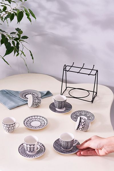 Karaca Ceașă de cafea Altos pentru 6 persoane cu suport - 90 ml