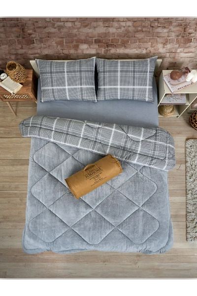 Sudemhome Double Lux Welsoft Elite Quilt - Soft Fleece and Pillowcase Sapphire Gray