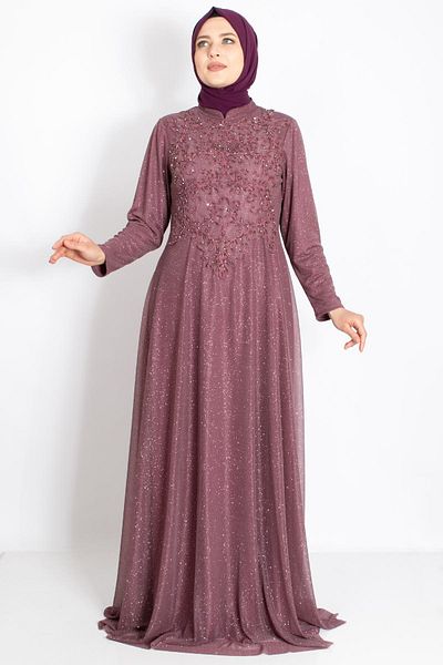 Modaviki Βραδινό φόρεμα Silvery Dusty Rose - Λεπτομέρεια με πέτρα, Mda2250