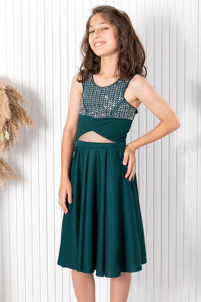 Modaviki Stone Print Evening Dress Emerald Mdv320