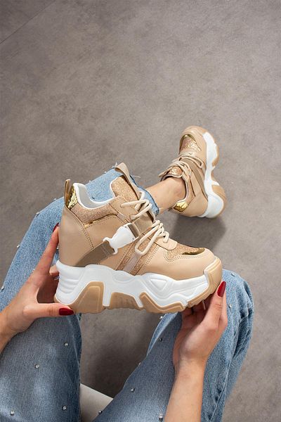 Modanizm Shagrax Hidden Heels Cream Sports Shoes